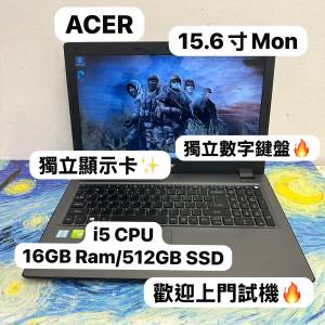 (Acer 15.6寸🔥獨顯文書機) Acer Aspire V i5-6200U/4,8,12,16GB Ram/128,256,512G...