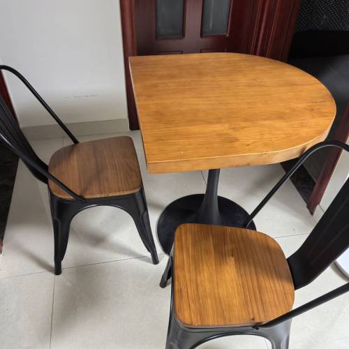 99成新的二手工业风实木双人餐桌椅