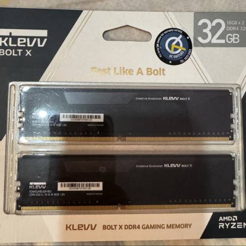 全新未開 Klevv BOLT X DDR4 GAMING MEMORY 32GB (16gb x 2) 3200Mhz 記憶體 內存