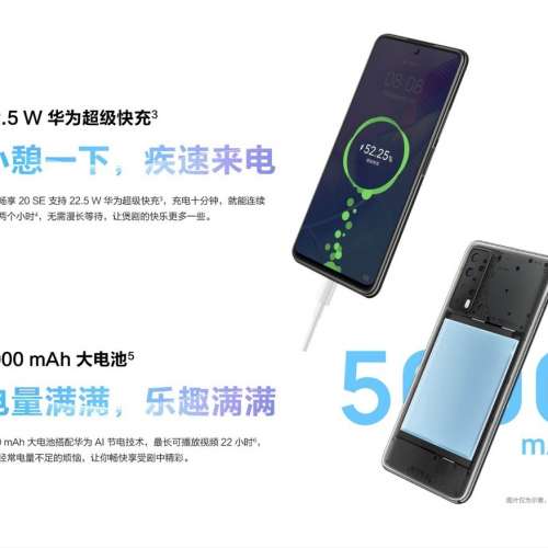放售95％新Huawei 暢享20 SE 智能手機 幻夜黑