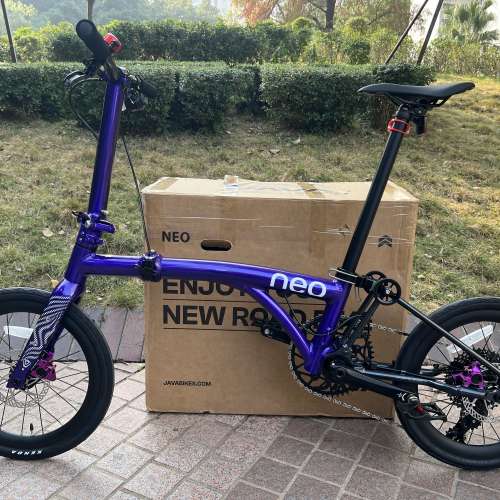 (紫色 電變 12速 40T飛輪) 2025最新款JAVA NEO 電變12速 紫色碟剎349鋁合金折叠車（...