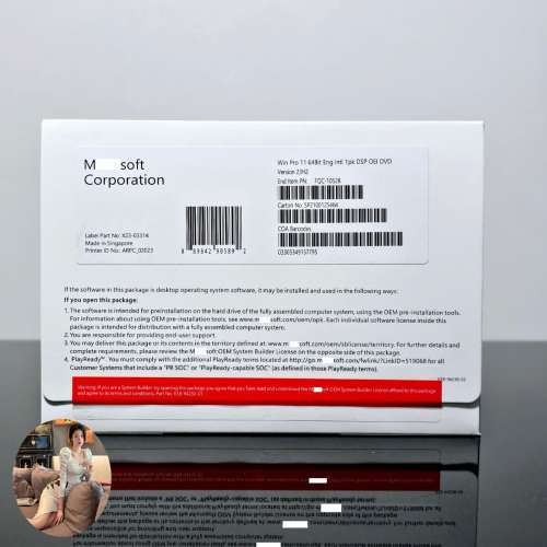 Windows Win 11 Professional Pro OEM 64bit DVD Physical Packaging Sealed Box Dvd