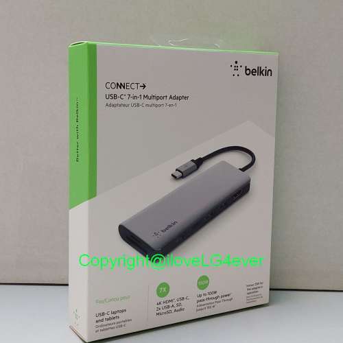 Belkin CONNECT USB C Hub,7-in-1 MultiPort Adapter Dock w/ 4K HDMI,AVC009btSGY,...