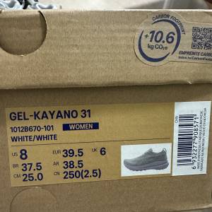 ASICS 有盒 GEL-KAYANO 31白色 8-9 成新