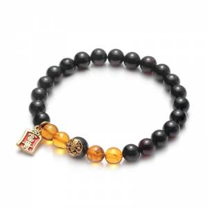 Amber Felix 波蘭頂級琥珀臧吉 亮翁五路財神手珠 7.5mm 有琥珀保證書 琥珀協會認證書