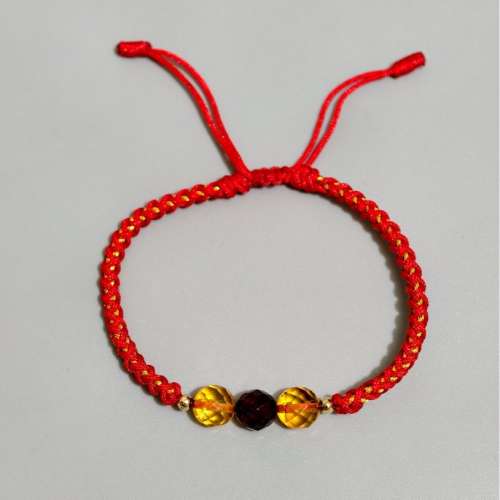 Amber Felix 波蘭頂級琥珀臧吉 隻色鑽雕幸運紅繩 有琥珀保證書 琥珀協會認證書