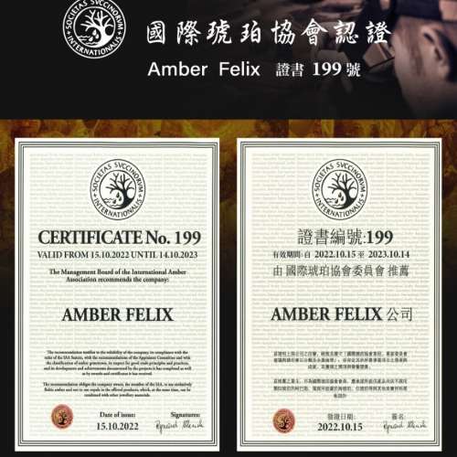 Amber Felix 波蘭頂級琥珀臧吉 隻色鑽雕幸運紅繩 有琥珀保證書 琥珀協會認證書