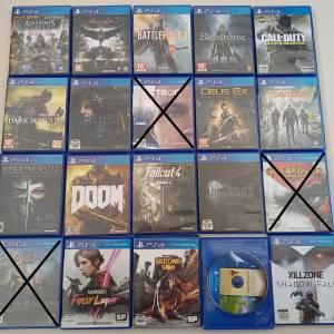 Playstation PS4每個game$70,PS3 $40,碟無花,圖裏交叉代表巳賣出