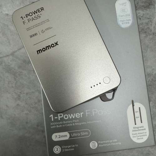 Momax 1-Power Q.Pass 超薄磁吸流動電源 3000mAh