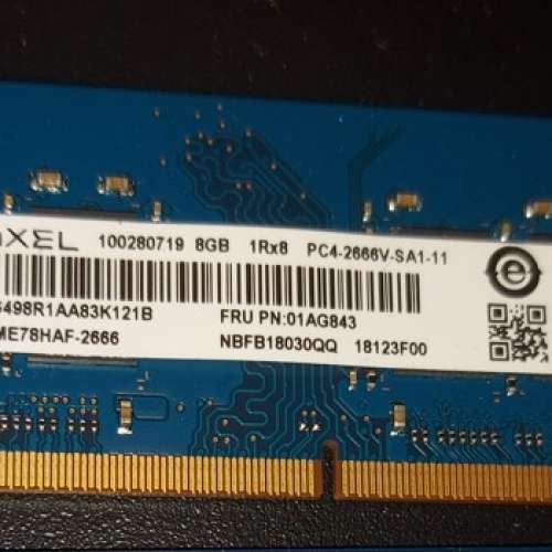 RAMAXEL DDR4 2666MHz (PC4-2666) SODIMM Ram 記憶體 8GB