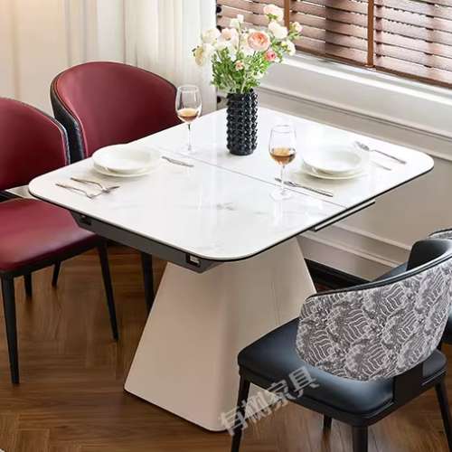 岩板餐桌可伸縮長方形折疊 (1.1米可伸展1.4米) 食飯枱餐枱