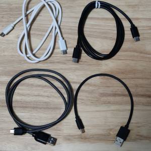 Type C to C 線 x 2, Type C 線 x 1 and microUSB x 1