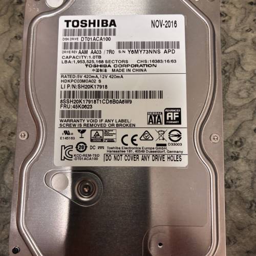Toshiba 3.5" 1000GB hard disk
