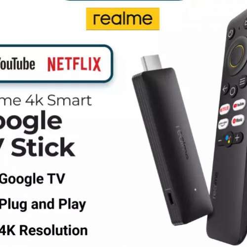 全新 Realme 4k smart google tv stick netflix and google certified (水貨黑色)