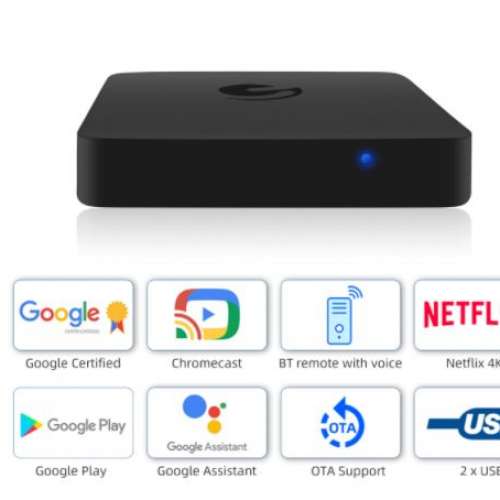 谷歌認証語音機頂盒EMATIC安卓9.0智能播放器Netflix認証 4K雙頻機頂盒