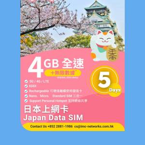 IMC日本5日4GB數據卡
