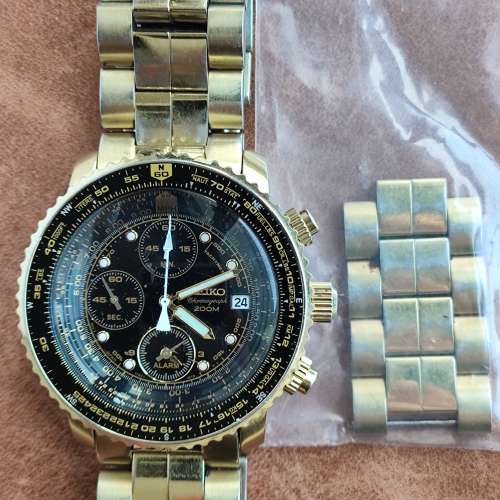 精工 飛行員 電子計時表（金色 , 7T62, 42mm）