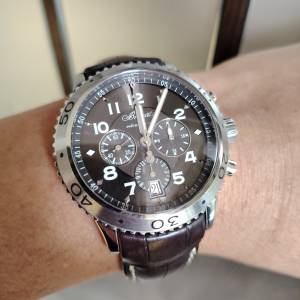 超抵水💥BREGUET Type XXI 3810ST 經典寶璣飛行錶，漂亮啡中帶灰面盤，42mm chrono...