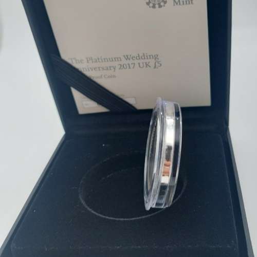 Platinum Wedding Anniversary &pound;5 Silver Proof Coin Box 2017 Royal Mint UK/英女...