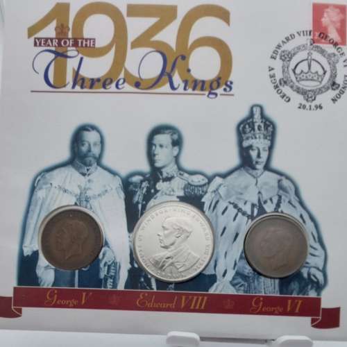 GREAT BRITAIN 1996 60th ANNIV YEAR OF 3 KINGS COMMEMORATIVE COIN COVER LONDON