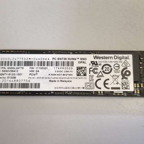WD 512GB M.2 NVMe SSD 近全新