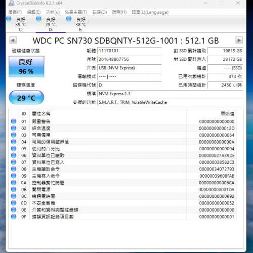 WD 512GB M.2 NVMe SSD 近全新