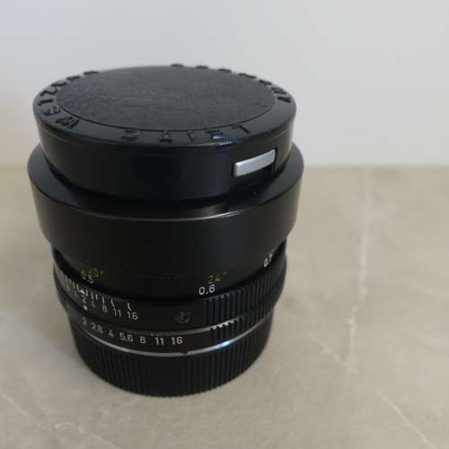 Leica Summicron R 50 f2，連原廠套裝遮光罩、鏡頭蓋，UVa保護鏡及環