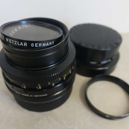 Leica Summicron R 50 f2，連原廠套裝遮光罩、鏡頭蓋，UVa保護鏡及環