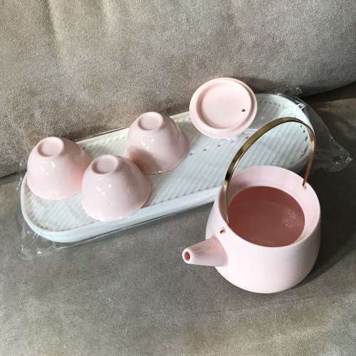 🍵 Ceramic Tea Set with Tray PINK NEW 全新 瓷 茶具 🍵