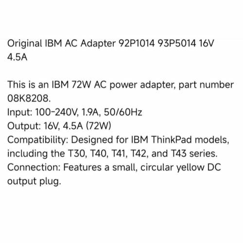 90%新行貨Lenovo 92P1014 16V 4.5A手提電腦充電器