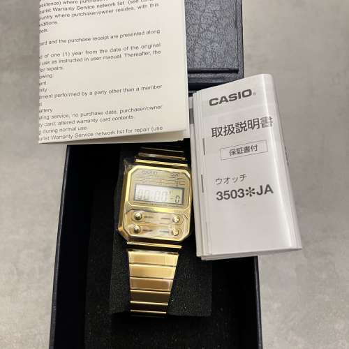 100% 全新 vintage Casio A100weg 全金錶