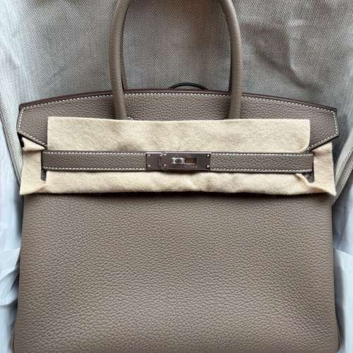 London Stock, Birkin 30 Etoupe PHW, Togo, K stamp new full set