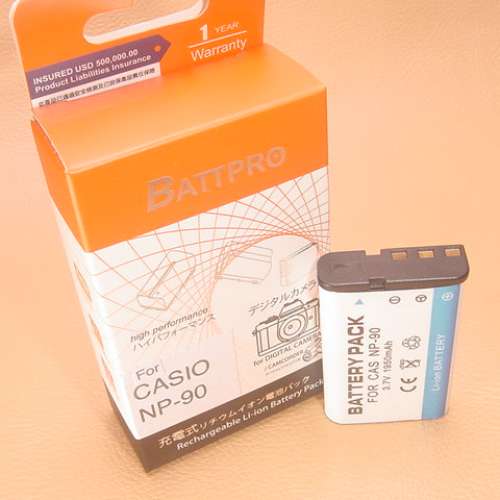 香港行貨 由BATTPRO免費一年保用NP90 NP-90電池合Casio EX-FH100,EX-H10,EX-H15,EX...