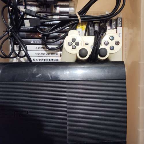 ps3 Super Slim 500g 主機 全套 連 一隻 絕版頭文子d3 連正版遊戲40隻左右[收藏一流]