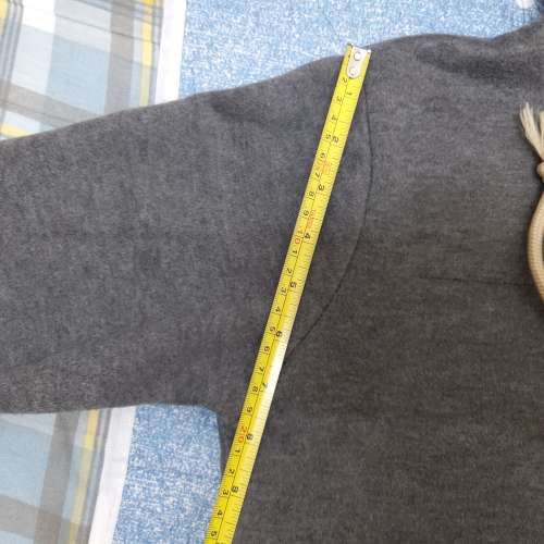 二手灰色粉紅拉鍊衛衣 連帽口袋寬鬆彈力外套 連帽長袖加絨外套 春秋冬開衫外套