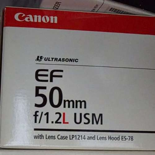 有盒 Canon EF 50/1.2L 有filter 90%新