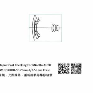 Repair Cost Checking For Minolta AUTO W.ROKKOR-SG 28mm f/3.5 Lens Cleaning