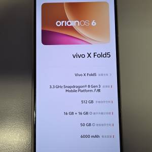Vivo X Fold 5 16+512GB 國行三星屏（非京東屏） 可換Oppo X9 Pro 港行
