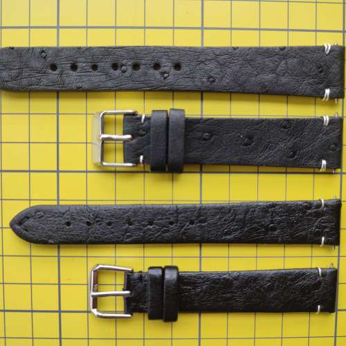 全新手工鴕鳥皮925銀線錶帶