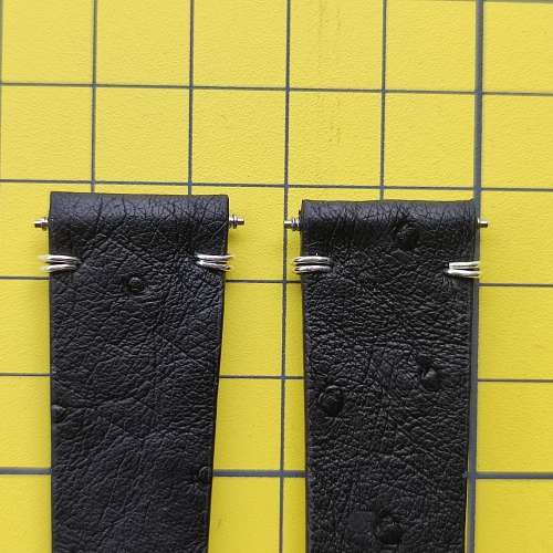 全新手工鴕鳥皮925銀線錶帶