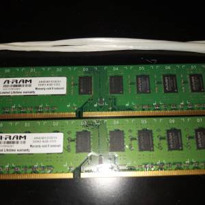 A-RAM 1333mhz DDR3 4GB 記憶體 兩條共$80