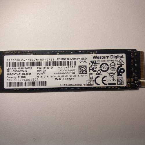 Western Digital WD SN730 512GB m.2 nvme PCIE 3.0 SSD