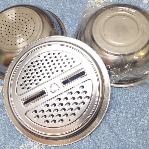 全新刨絲盆 切菜盆 多功能不銹鋼食品級刨絲盆 土豆片 蔬菜蘿蔔擦絲片 刨絲器