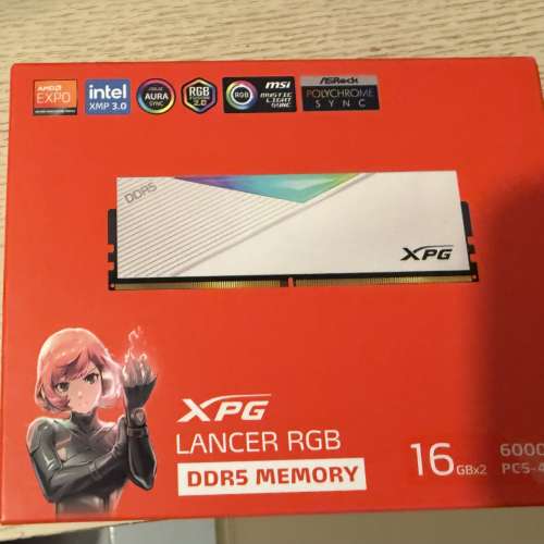 放ADATA XPG Lancer Blade RGB DDR5 White 32GB (16GB x 2) 6000MHz CL30