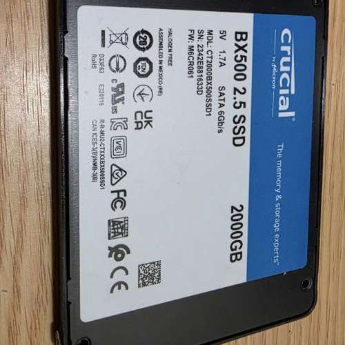 可議價Crucial BX500 SSD固態硬碟 Sata 2TB 2000gb