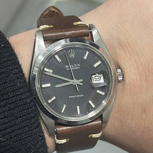 好L型🤣 經典 ROLEX 6694 少有黑面銀字 送靚皮帶 原裝鋼扣 平X到笑😂$15800