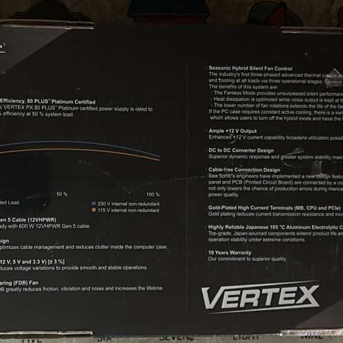 代售Seasonic 1200W VERTEX PX-1200 80PLUS白金認證 全新未拆