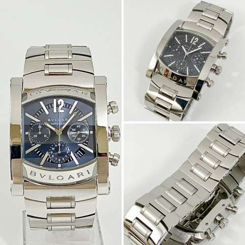 近全新 帶格足長BVLGARI Assioma 市場少有 鋼帶 計時 日曆顯示 自動機械腕錶 (大部...