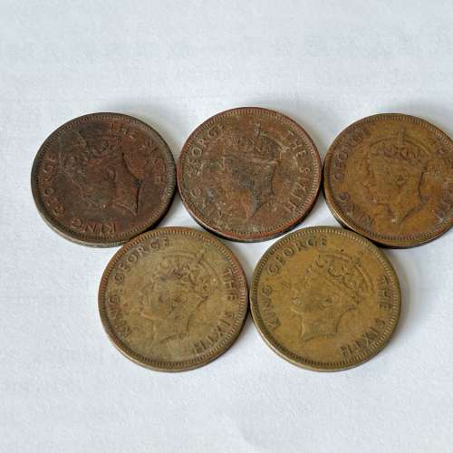 1948-1950年 喬治六世男仔頭 香港一毫硬幣