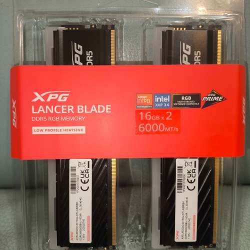 全新行貨 ADATA XPG Lancer Blade DDR5 RGB RAM 2x16GB 32GB 6000C30 Lifetime war...